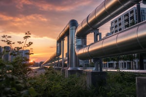 Fernwärmeleitung im Industriegebiet